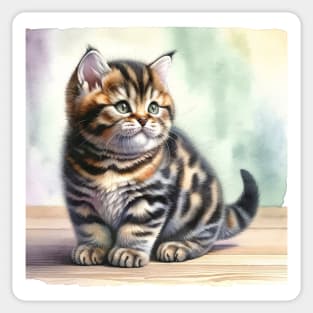 Manx Watercolor Kitten - Cute Kitties Sticker